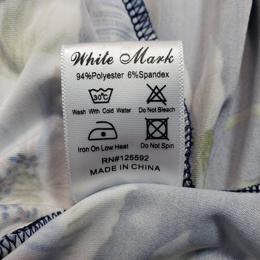 White Mark Womens Navy Blue Floral Pleated‎ Henley Sleeveless Tunic Top Large - Picture 3 of 8